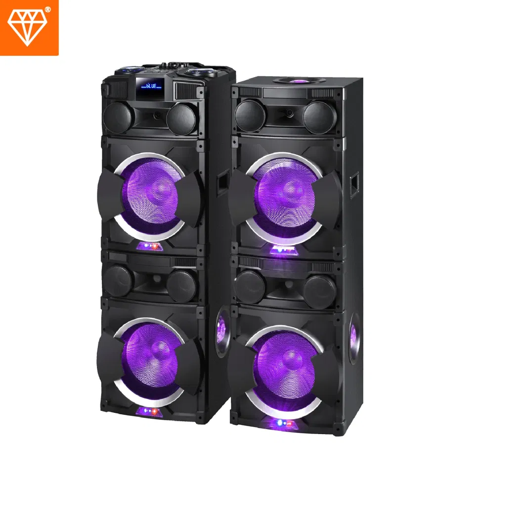 Popular Big Power 2.0 Home Tower Speaker Double 12 Inch Woofer colorful LED USB TF FM Bluetooth