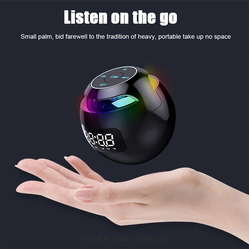 Mini Bluetooth Speaker Wireless Subwoofer Sound Box Alarm Clock HiFi TF Card MP3 Music Player Speaker FM Radio - Black